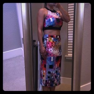 Geometric and Floral Cutout Dress